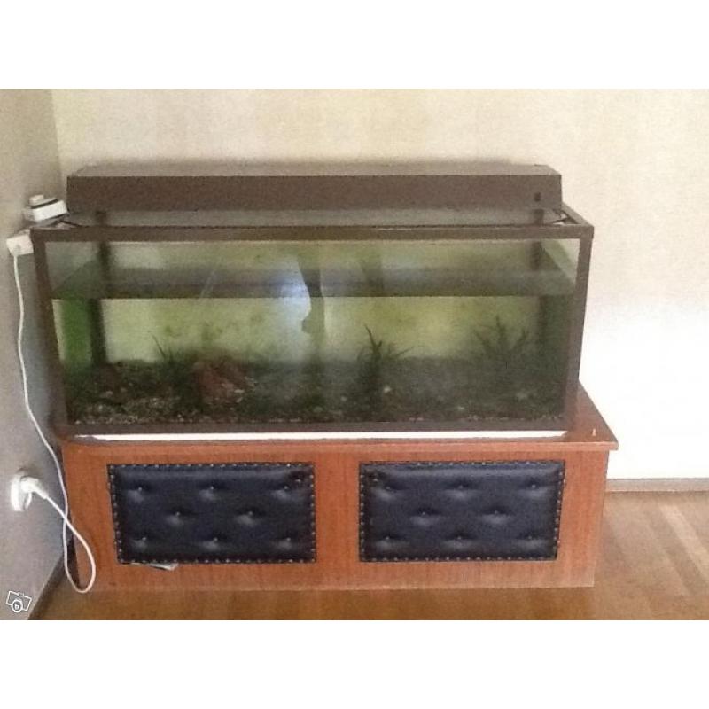 Akvarium 200 liter med bänk och tillbehör