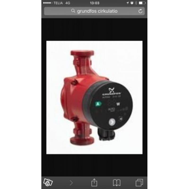 Ny cirkulationspump Grundfos 25-60 180 Alpha